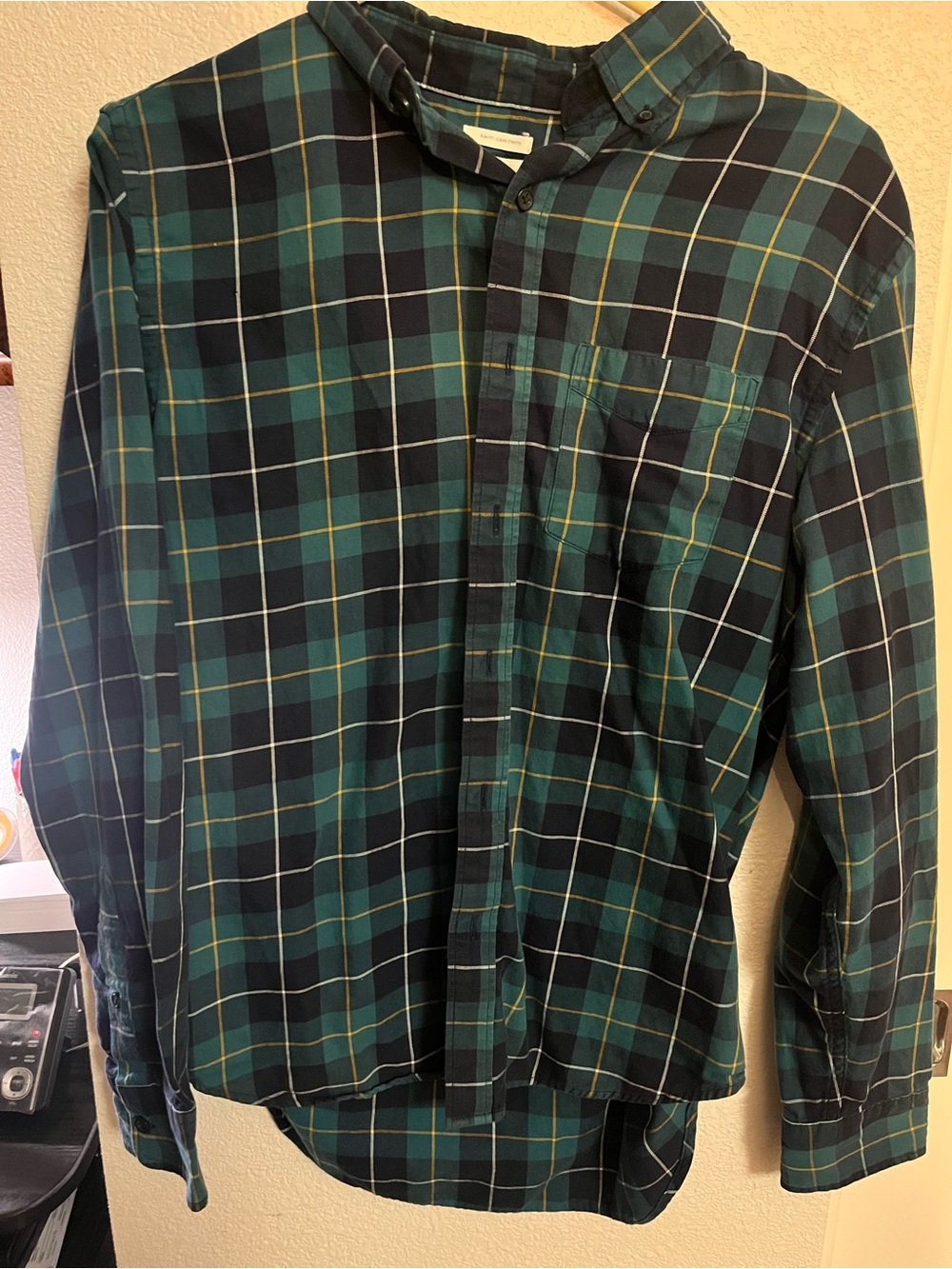 Old Navy Teal and Navy Plaid Button-Down Shirt